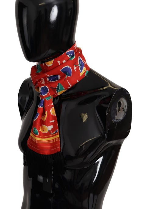 Dolce & Gabbana Multicolor DG Umbrellas Print Shawl Fringe Men's Scarf