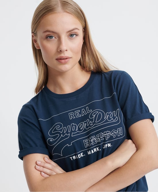 Superdry Vintage Logo Outline Piping Boxy T-Shirt