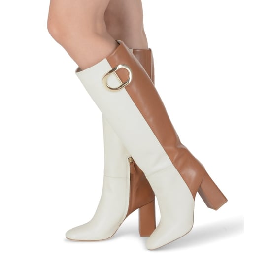 Brown and White High Lyrical Boot