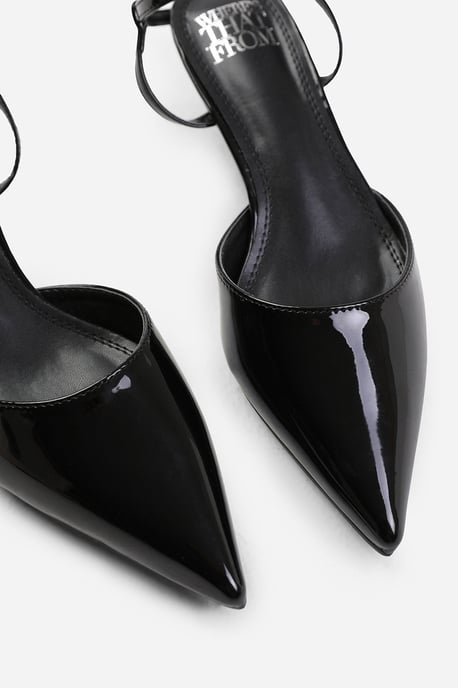 Wheres That From Womens 'Greece' Wide Fit Low Kitten Heels Pointed Toe Ankle Strap