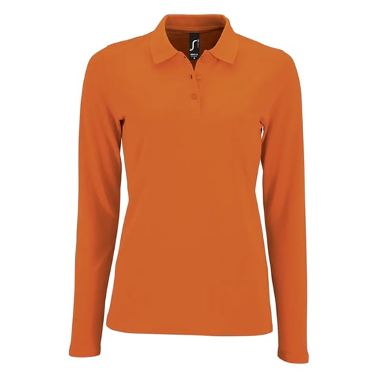 SOLS Dames/Dames Perfect Pique Poloshirt met Lange Mouwen (Oranje) - Image 1