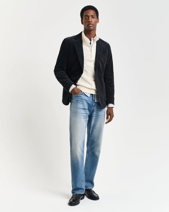 GANT Mens Cotton Cable Half Zip Jumper - Image 3