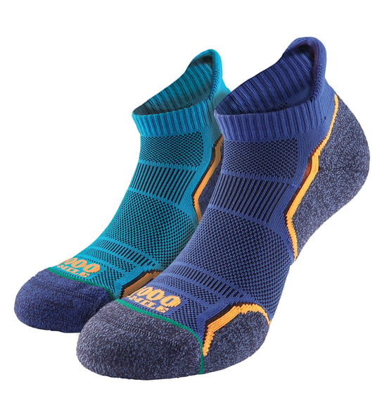 1000 Mile - 2 Packs Heren Enkele Laag Zachte Ademend Hardloopsokken - IJsvogel / Marineblauw - Image 1