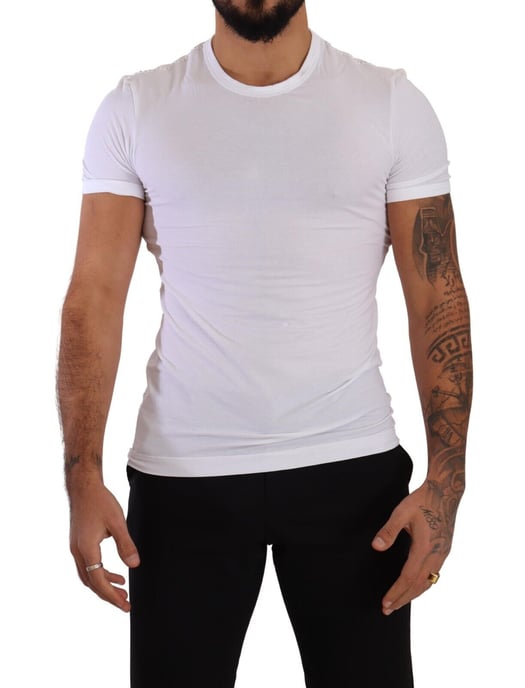 Dolce & Gabbana Heren Witte Ronde Hals Katoenen Stretch T-shirt - Image 1