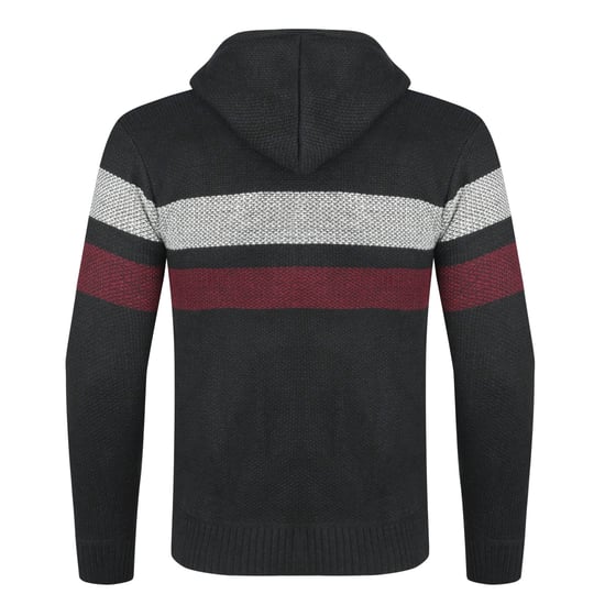 Heren Winter Transitie Cardigan met Capuchon Gevoerde Grof Gebreide Capuchon Warme Jas Marineblauw - Image 3