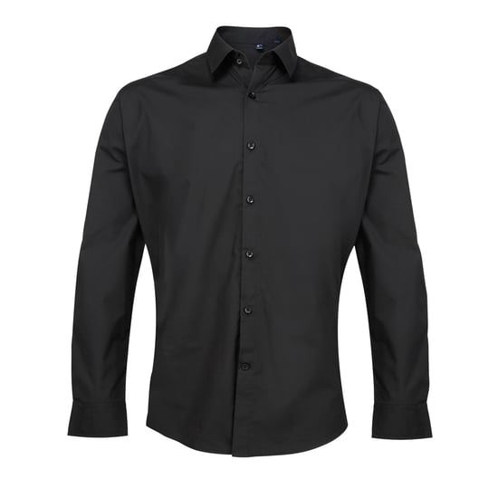 Premier Supreme Heavier Weight Poplin Werkshirt met lange mouwen (Zwart) - Image 1