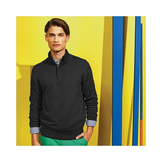 Asquith & Fox Mens Cotton Blend Zip Sweatshirt (Black)