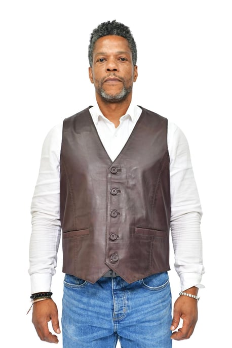 Mens Classic Leather Waistcoat-Chester
