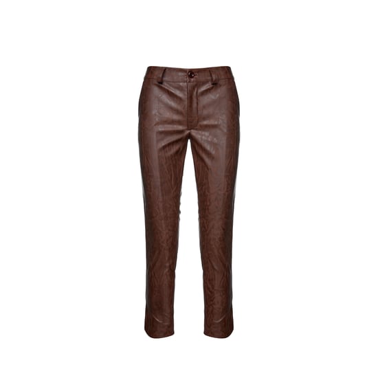 Chocoladebruin Faux Moiré Leer 7/8 Broek - Image 1