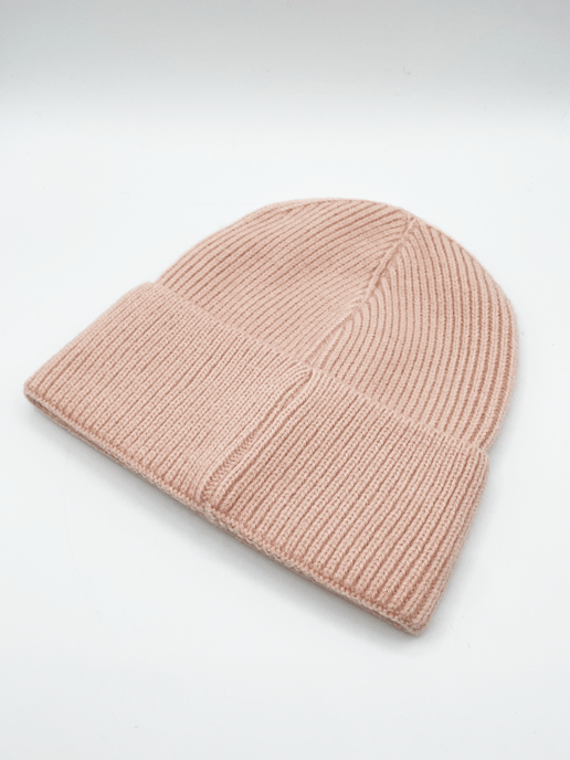 Ribbed Beanie Hat in Pink