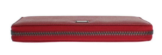 Dolce & Gabbana Women's Red Dauphine Leather Zip Around Continental Wallet