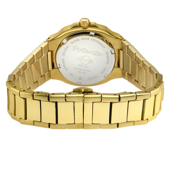 GV2 Potente Lady White MOP dial, 316L Stainless Steel IPYG Diamond Swiss Quartz Watch