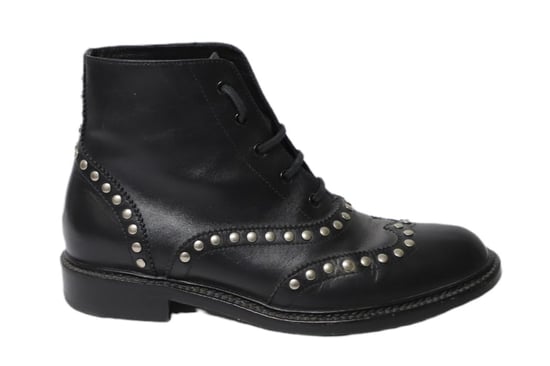 Saint Laurent Army Lace Up Boots with Studs in Black Leather - Image 1
