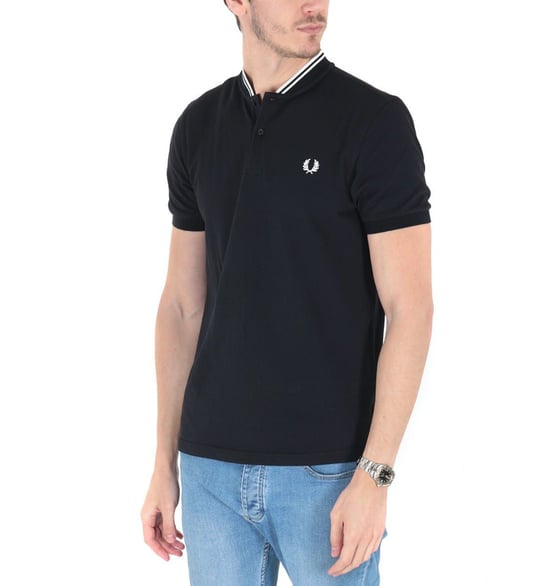 Men's Fred Perry Bomber Collar Pique Polo Shirt in Black - Image 6