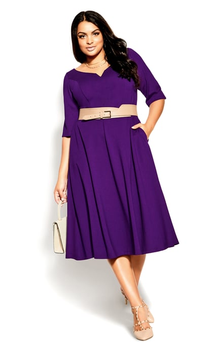 CITY CHIC Women's Cute Girl Elbow Sleeve Dress - petunia