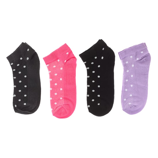 Pack of 4 women's ankle socks, women's short socks, cotton, printed.
