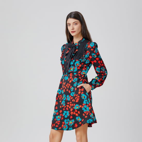 Mini-jurk met Ascot-strik en bloemenprint - Image 2