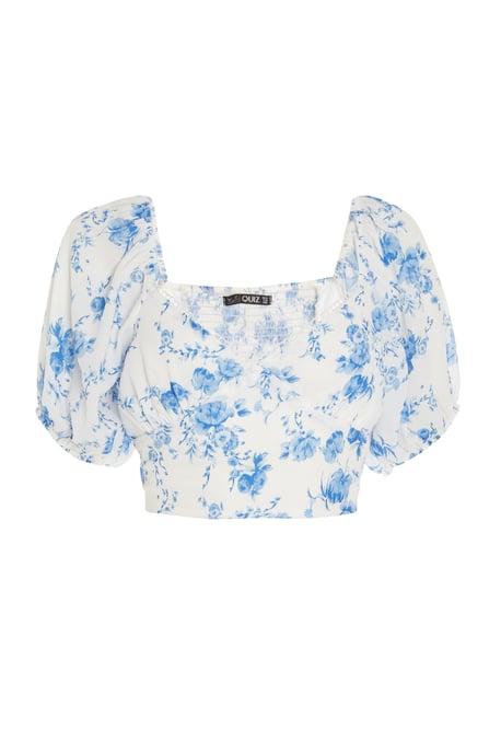 Blue Floral Crop Top