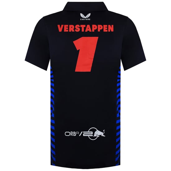 Red Bull Racing F1 2024 Max Verstappen Team Mens Navy Polo Shirt - Image 2