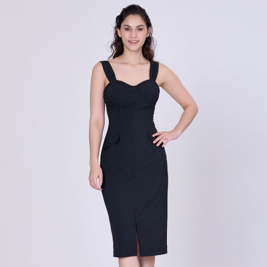 Sleeveless sheath dress mini dots print