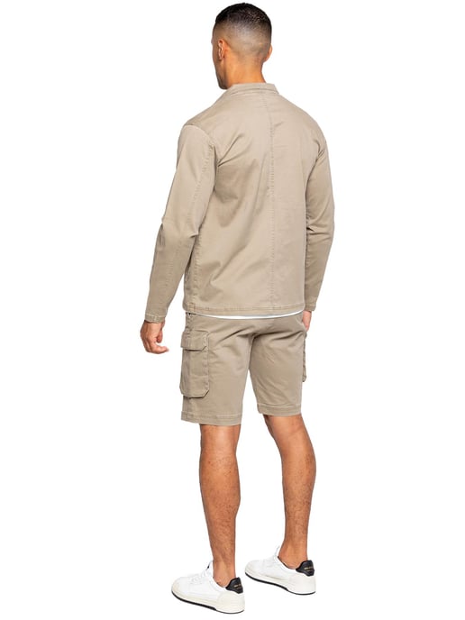 Enzo | Heren Cargo Trainingspak Met Korte Broek Set - Beige - Image 3