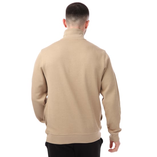 Men's Lacoste Zippered Stand-Up Collar Knitted Sweatshirt in Brown - Image 2