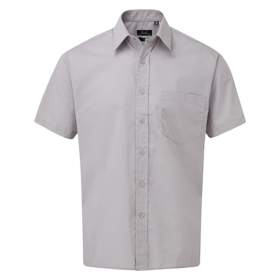 Premier Herenshirt met korte mouwen Popeline (Zilver) - Image 1