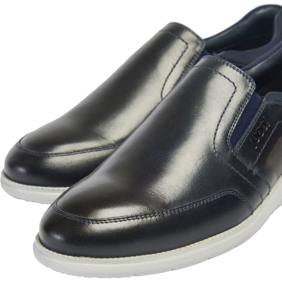 Pod Holden Leer/Textiel Heren Trainers Navy - Image 6