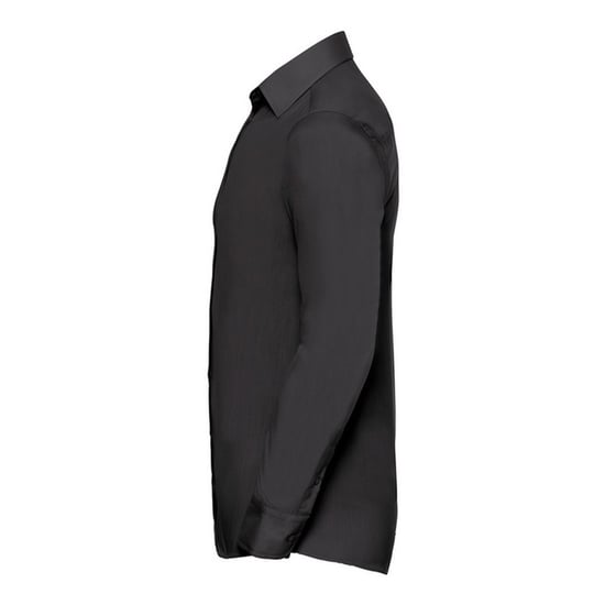 Russell Collection Mens Poplin Tailored Long-Sleeved Shirt (Black)