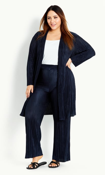 EVANS Women's Pleated Jacket - navy