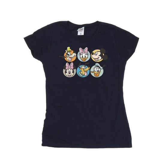 Disney Womens/Ladies Mickey Mouse And Friends Faces Cotton T-Shirt (Navy Blue)
