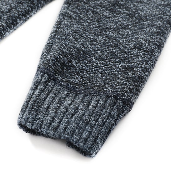 Heren Winter Transitie Cardigan met Capuchon Gevoerde Grof Gebreide Capuchon Warme Jas Blauw - Image 6