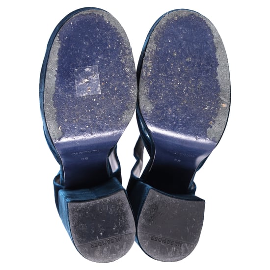 Jil Sander Chunky Sandalenhakken in Blauw Fluweel - Image 5