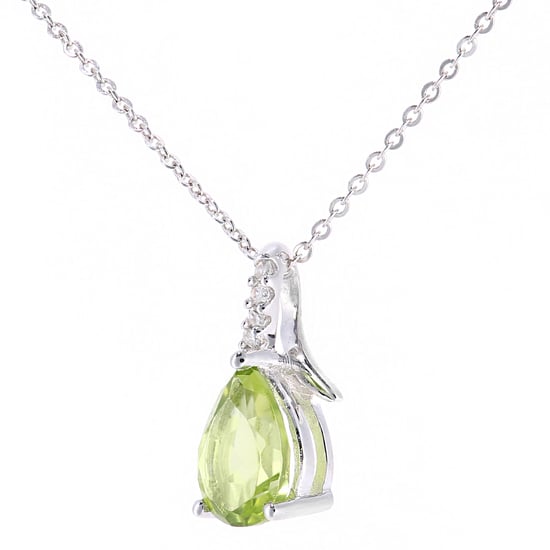 9ct witgouden 0,84ct peridot en 0,02ct diamanten hanger - Image 2