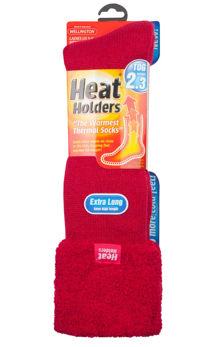 Heat Holders Dames Thermische Wellington Boot Sokken - Rood - Image 2