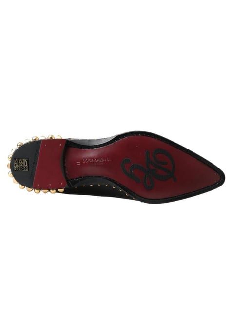 Dolce & Gabbana Men's Black Derby Gold Studded Leather Shoes