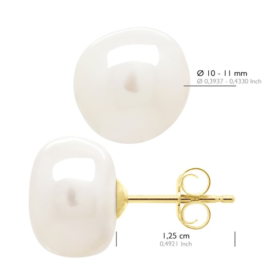 Oorbellen Geel Goud - Echte Gecultiveerde Zoetwaterparels Barok 10-11 mm - Image 2