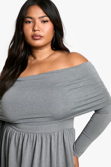 Plus Jersey Off Shoulder Skater Dress