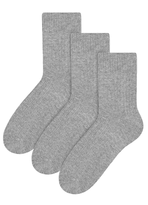 Steven - 3 Paar Multipack Dames Wol Gebreide Sokken | Warme Kousen Jurk Sokken - Grijs - Image 1