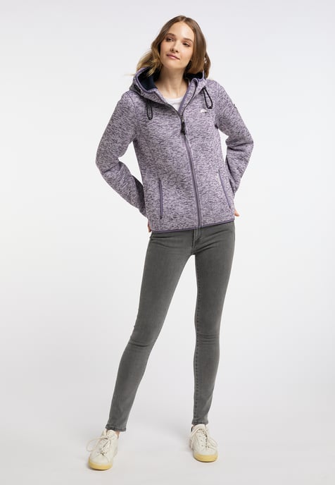 Schmuddelwedda Gebreide fleece jas fraully Dames rokerig paars melange - Image 4