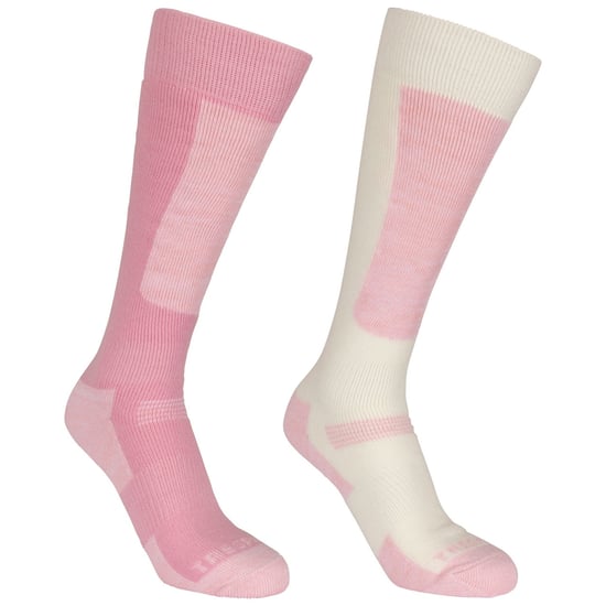 Trespass Childrens/Kids Convex Ski Socks (Pack of 2) (Candy Pink/Off White)