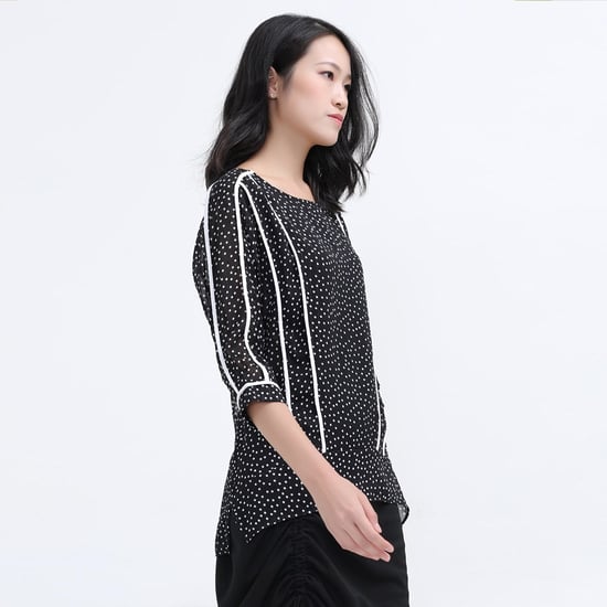 Polka dots witte trim chiffon blouse - Image 2