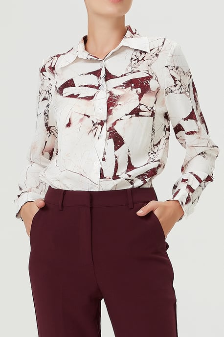 Recht shirt met marmeren effectprint - Image 6