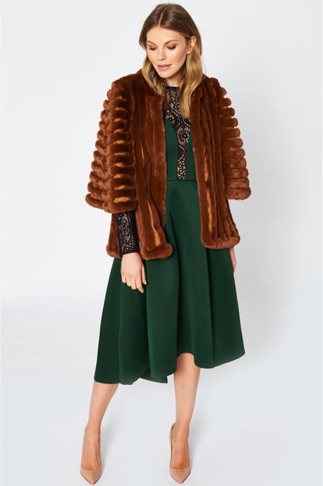 Faux Fur Striped Coat