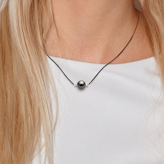 DIADEMA - Necklace Black Nylon - Tahiti Pearl