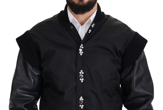 Dolce & Gabbana Zwarte Nylon Crystal Knopen Herenjas - Image 2