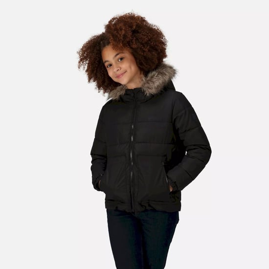 Regatta Parka met imitatiebont voor kinderen (Zwart) - Image 5