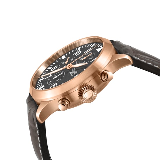 Gevril Vaughn Chronograph Brown Leather Swiss Automatic ETA 7750 Watch