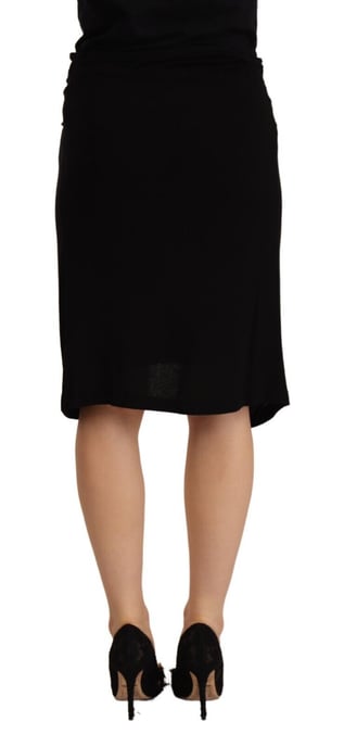 PLEIN SUD Women's Black High Waist Pencil Knee Length Viscose Skirt