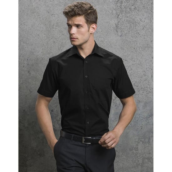 Russell Collectie Heren Korte Mouw Easy Care Oxford Shirt (Zwart) - Image 5